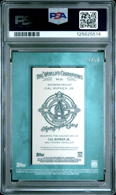 2024 Topps Allen & Ginter Mini Autgraph Blue Frame /50 #MACRJ Cal Ripken Jr. PSA 8 - Back