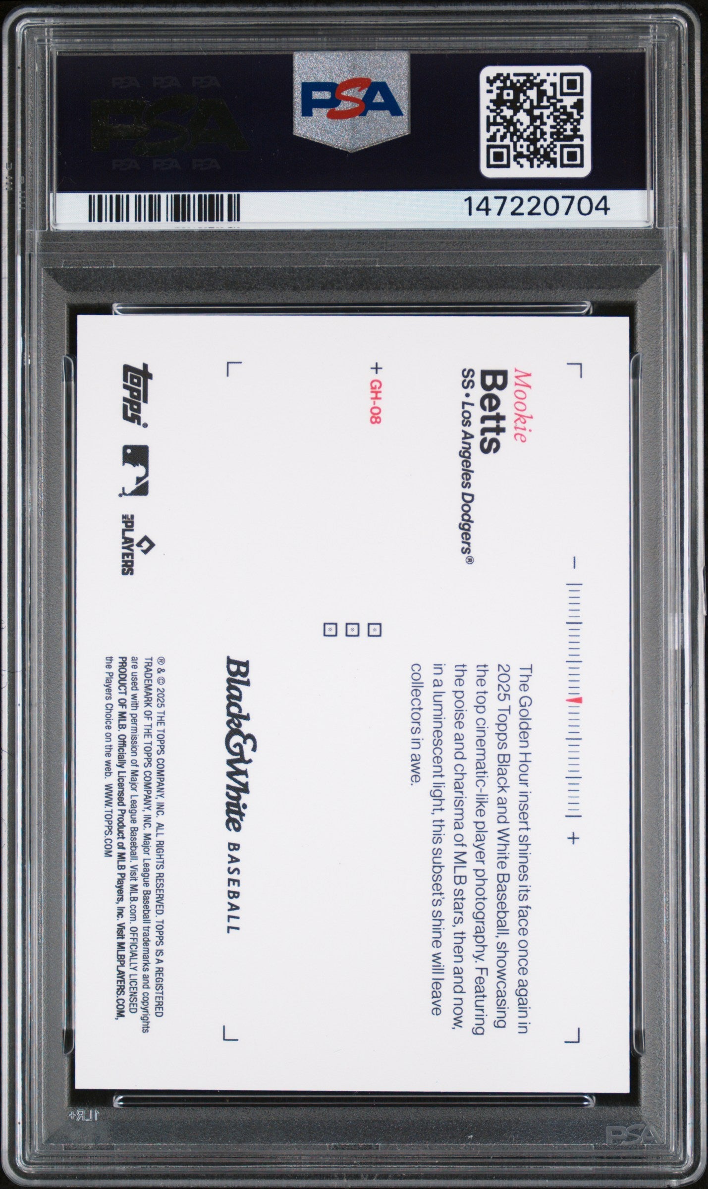 2025 Topps Black & White Golden Hour /50 #GH-08 Mookie Betts PSA 10