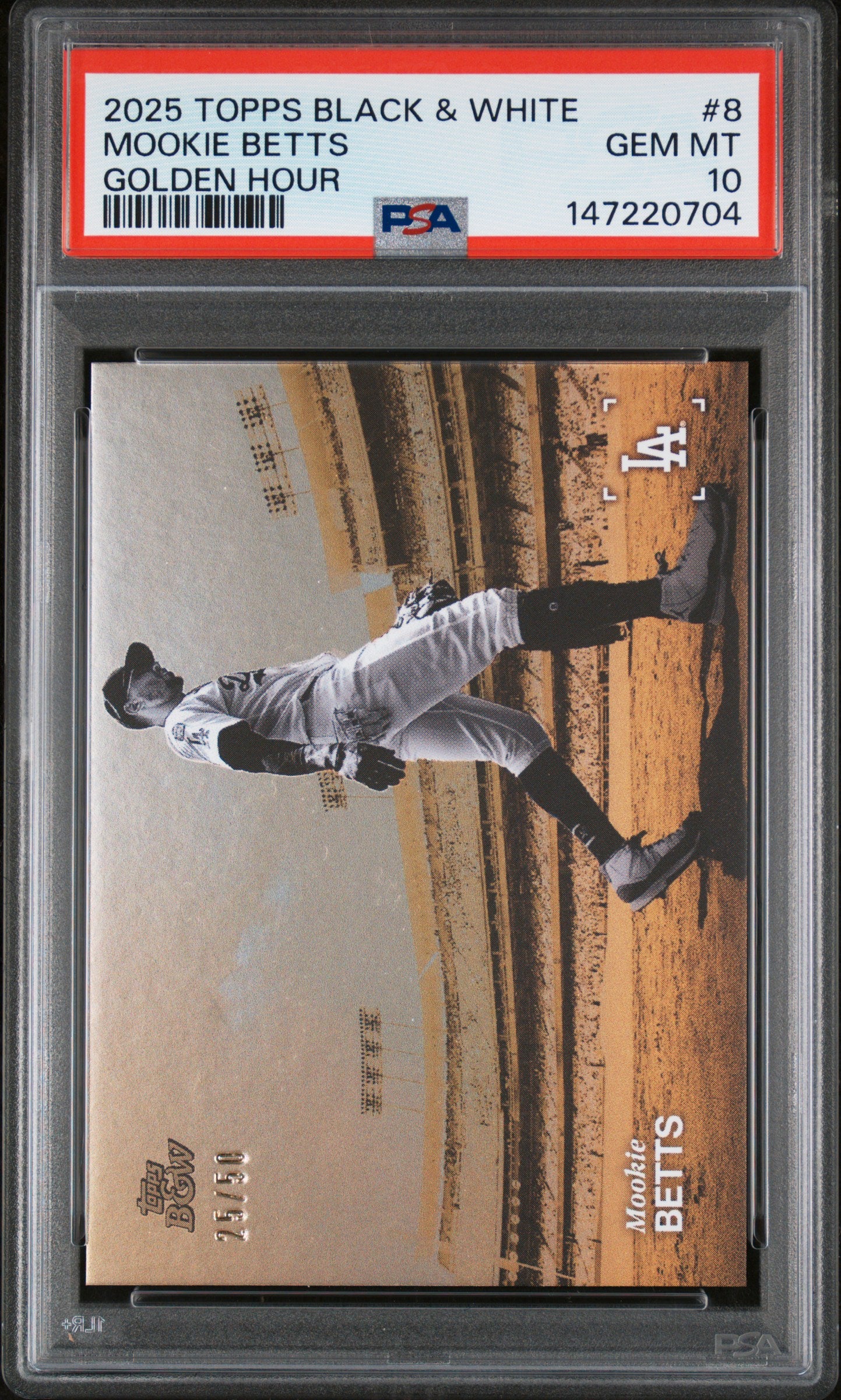 2025 Topps Black & White Golden Hour /50 #GH-08 Mookie Betts PSA 10