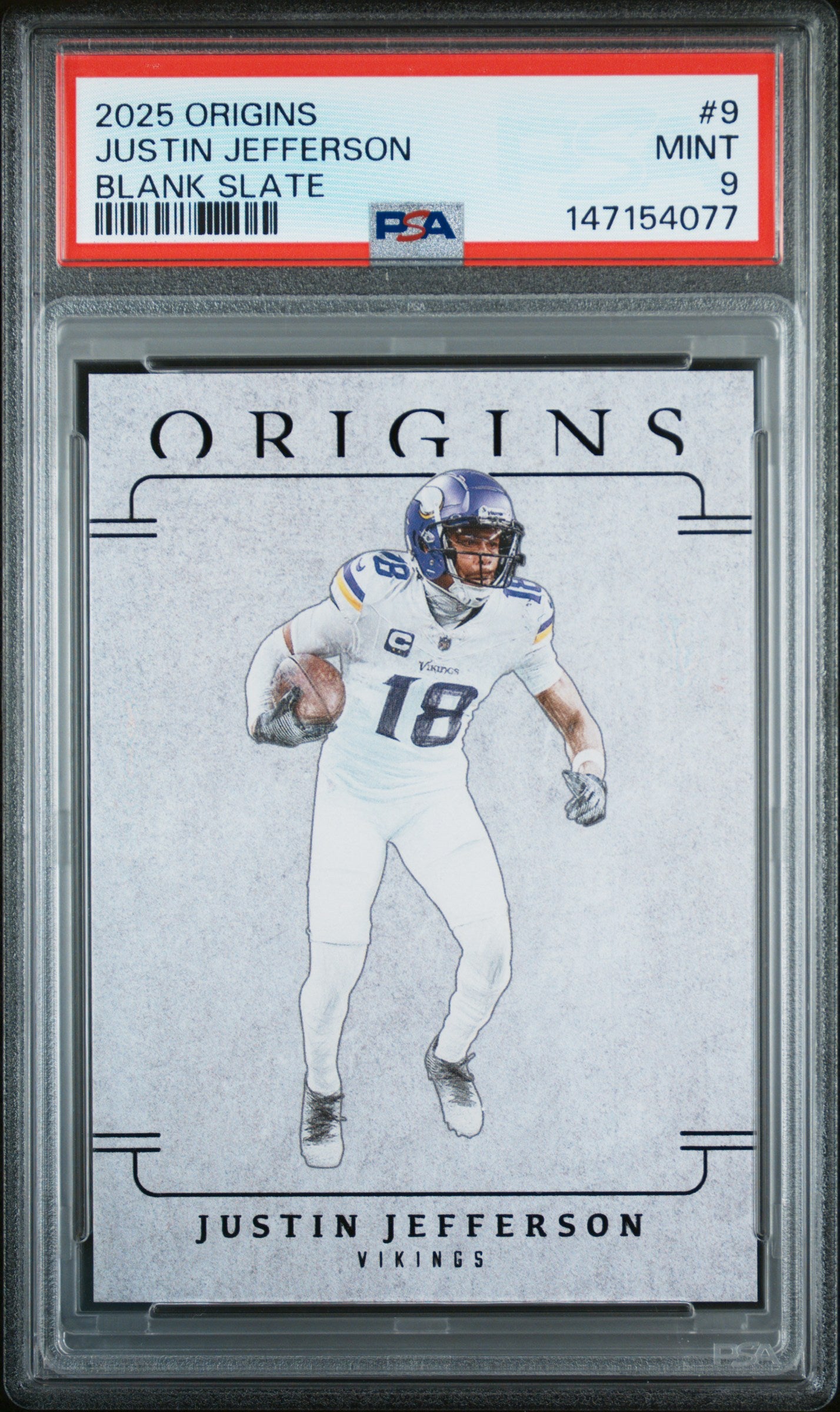 2025 Panini Origins Blank Slate #9 Justin Jefferson PSA 9