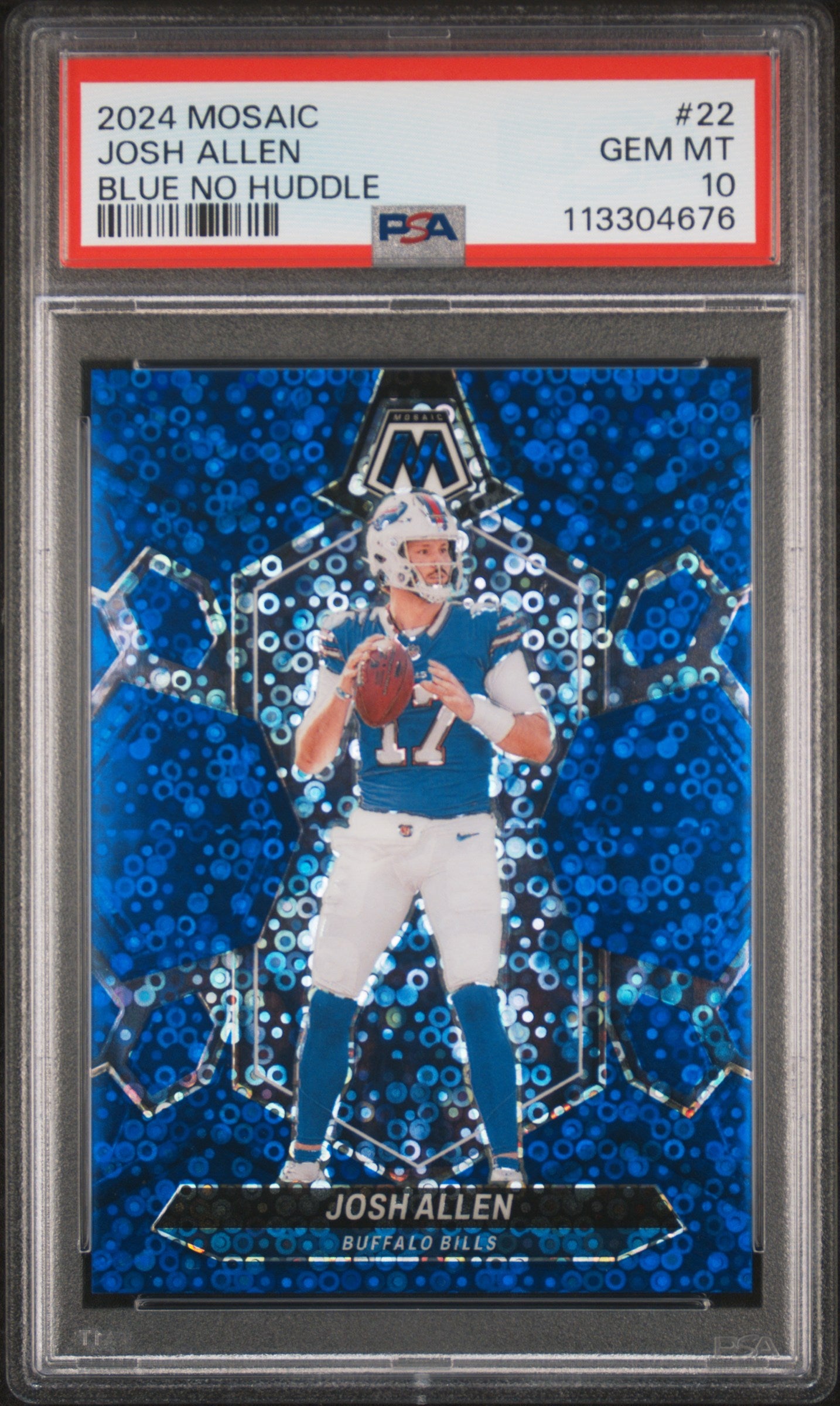 2024 Panini Mosaic Blue No Huddle /75 #22 Josh Allen PSA 10
