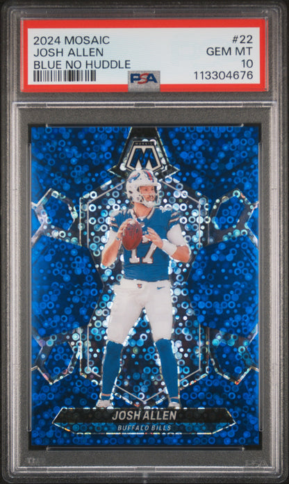2024 Panini Mosaic Blue No Huddle /75 #22 Josh Allen PSA 10