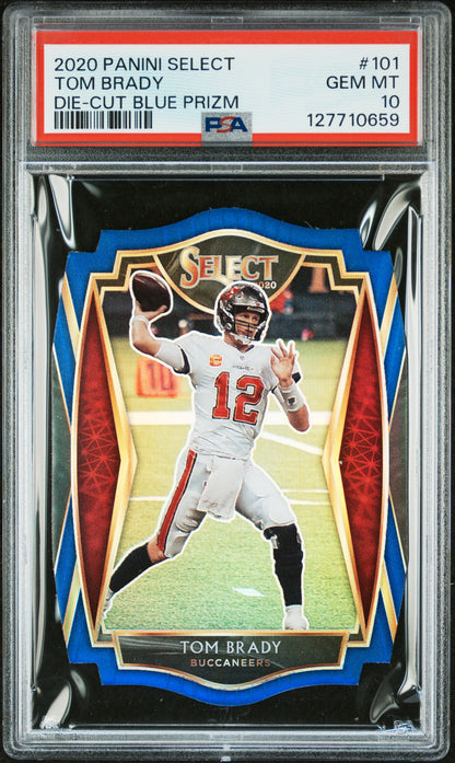 2020 Panini Select Die-Cut Blue Prizm #101 Tom Brady PSA 10