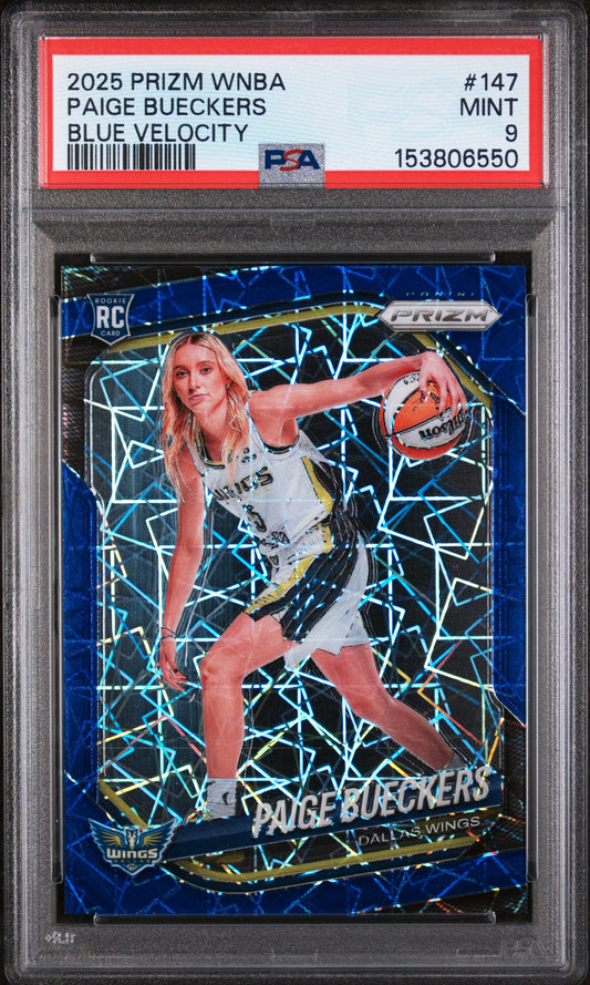 2025 Panini Prizm WNBA Blue Velocity #147 Paige Bueckers PSA 9