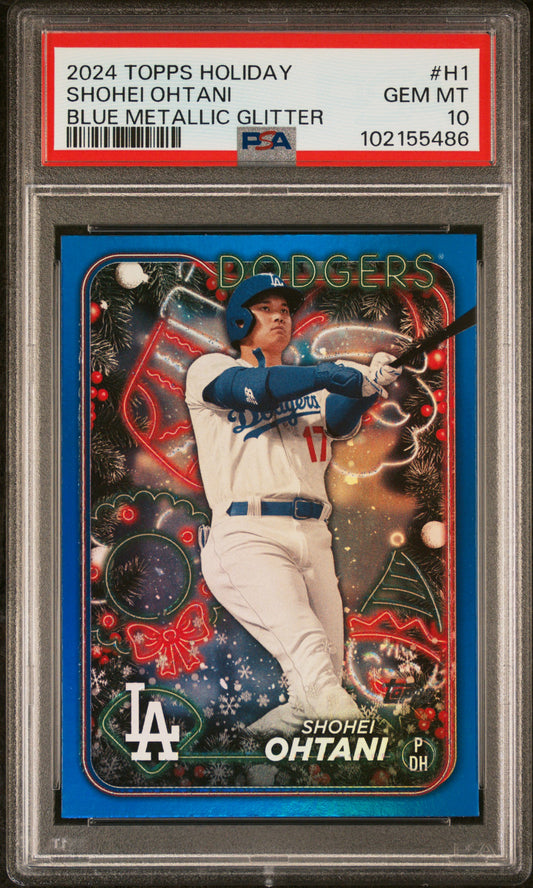 2024 Topps Holiday Blue Metallic Glitter #H1 Shohei Ohtani PSA 10