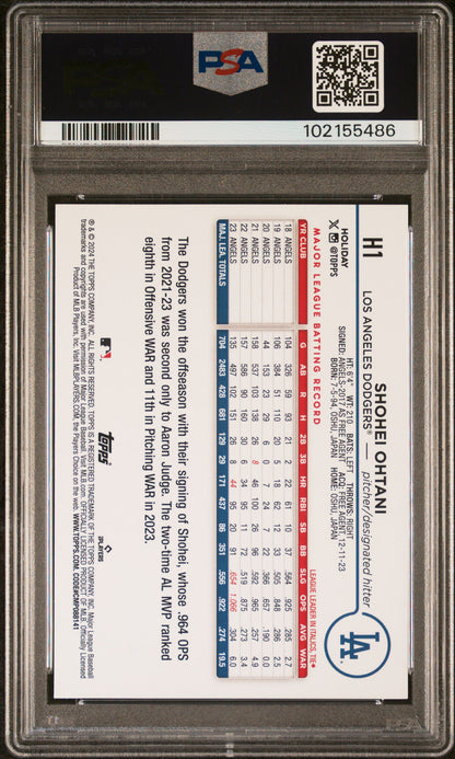 2024 Topps Holiday Blue Metallic Glitter #H1 Shohei Ohtani PSA 10