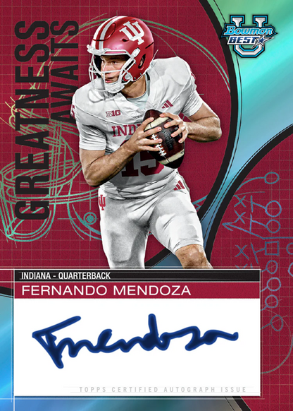 2025 Bowman University Best Football Autograph Fernando Mendoza