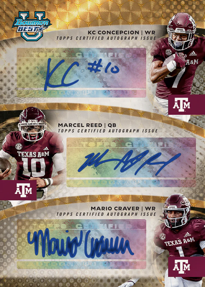 2025 Bowman University Best Football Triple Autographs