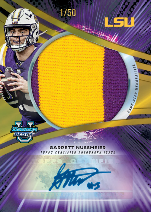 2025 Bowman University Best Football Patch Autograph Garrett Nussmeier