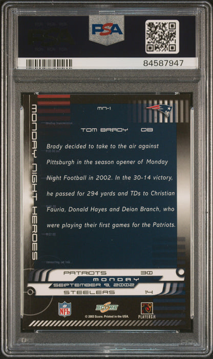 2003 Score Monday Night Heroes #MN-1 Tom Brady PSA 8
