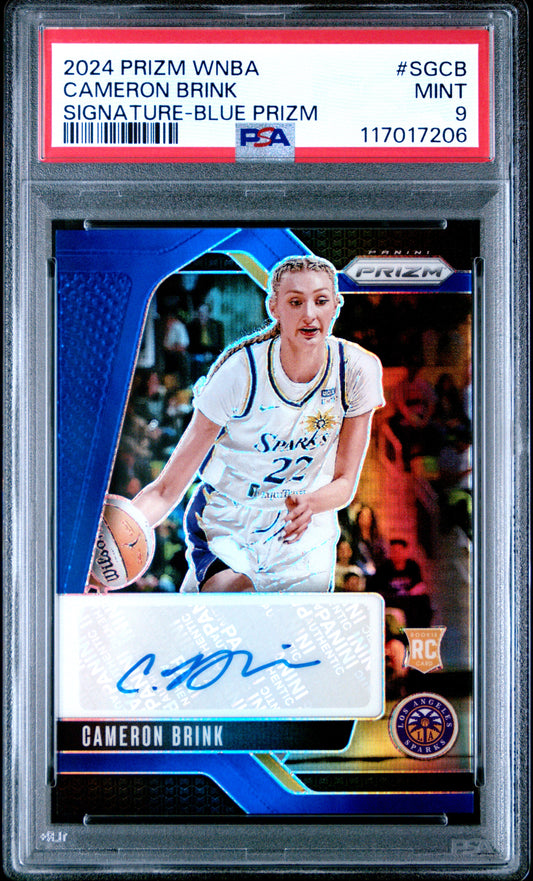 2024 Panini Prizm WNBA Signature Blue Prizm Auto /75 #SGCB Cameron Brink PSA 9