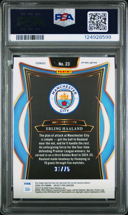 2024-25 Panini Select FIFA Bronze Checker /75 Erling Haaland #23 PSA 10