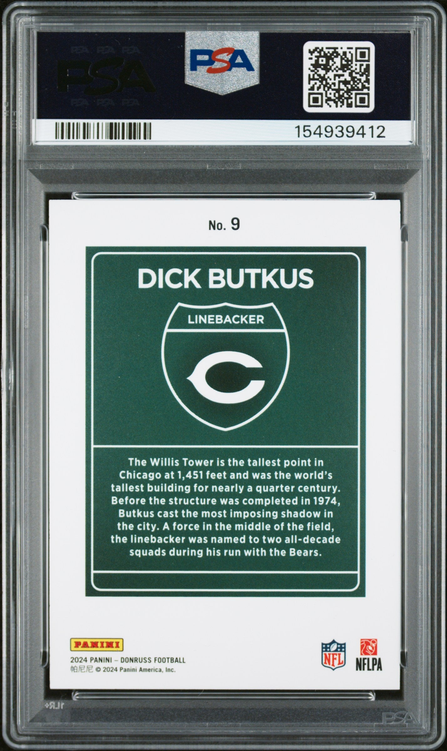 2024 Panini Donruss Downtown #9 Dick Butkus PSA 8