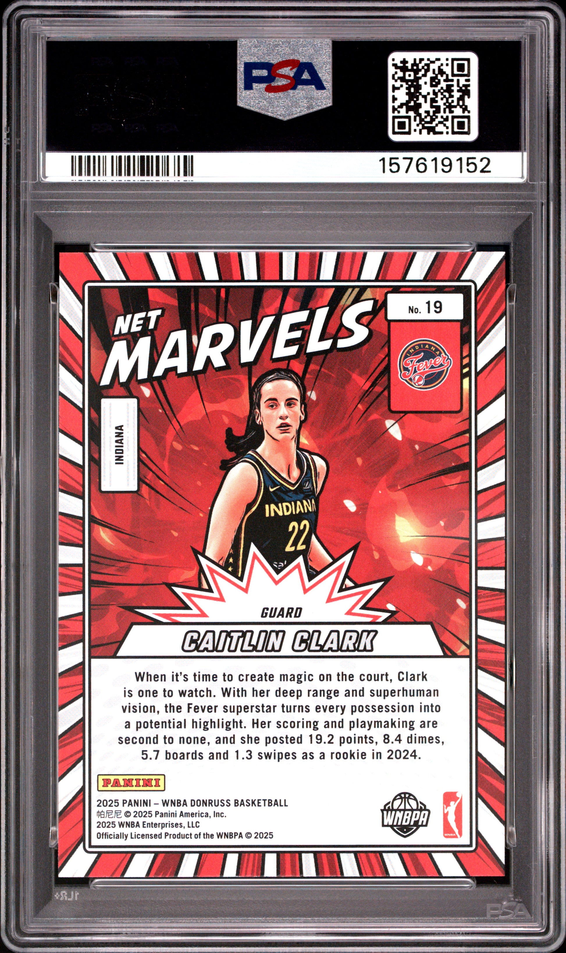 2025 Panini Donruss WNBA Net Marvels #19 Caitlin Clark PSA 10