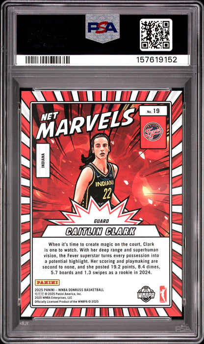 2025 Panini Donruss WNBA Net Marvels #19 Caitlin Clark PSA 10