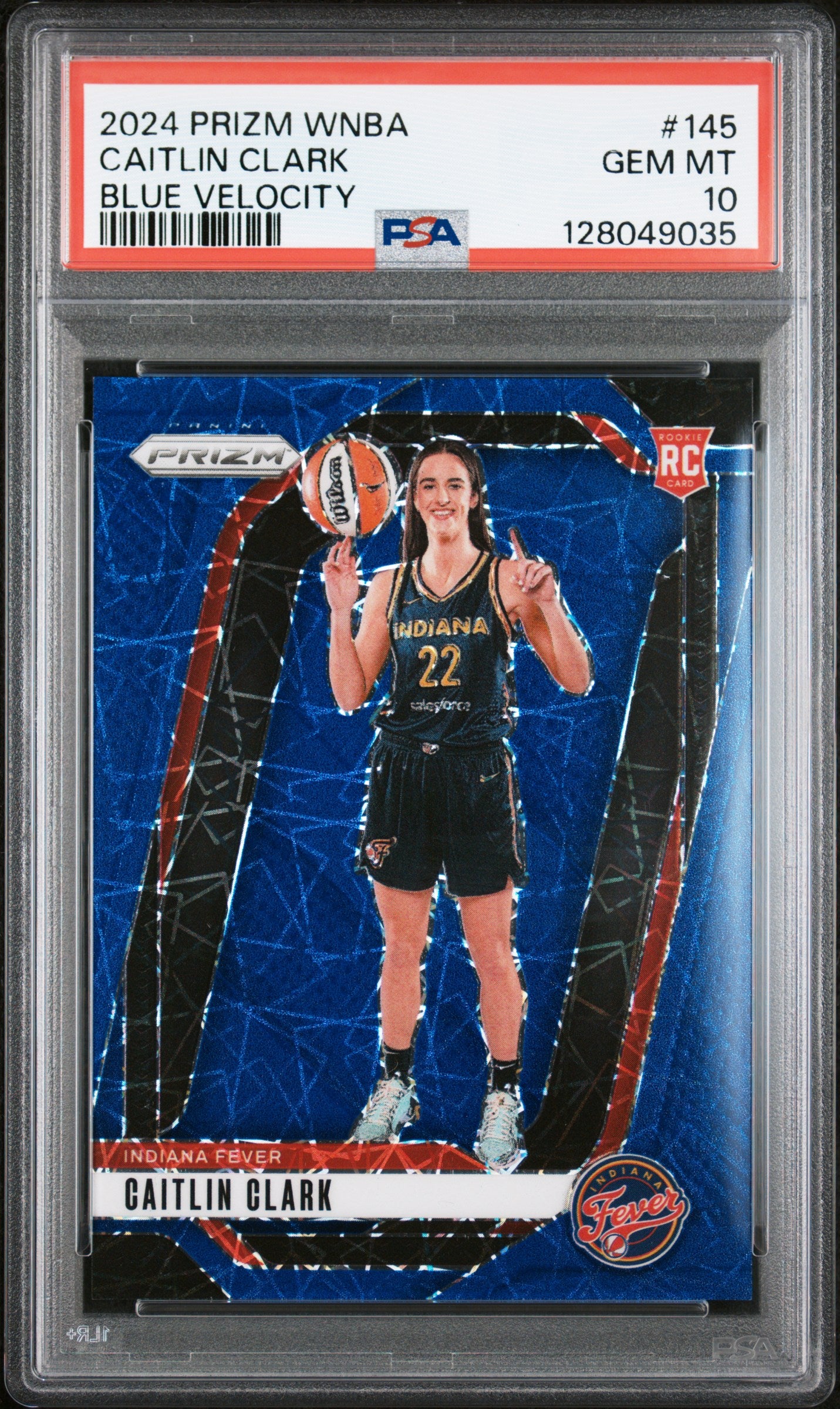 2024 Panini Prizm WNBA Blue Velocity #145 Caitlin Clark PSA 10