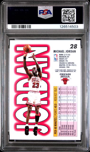 1993 Fleer #28 Michael Jordan PSA 10 - Back