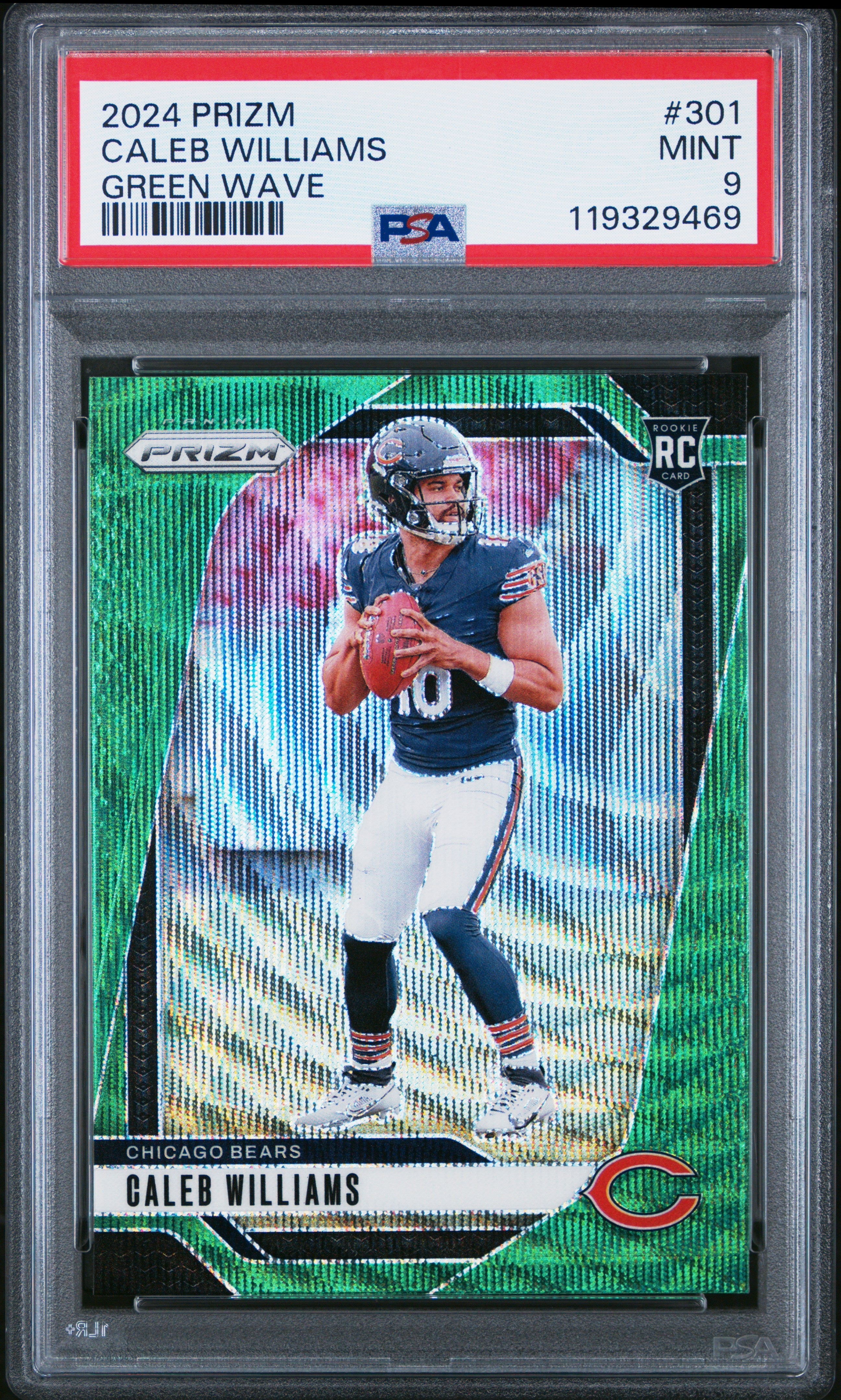 2024 Prizm Green Wave Caleb Williams #301 PSA 9 Rookie QB Card