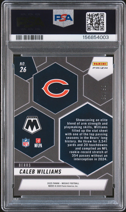 2025 Panini Mosaic Montage Purple 36/49 #26 Caleb Williams PSA 9