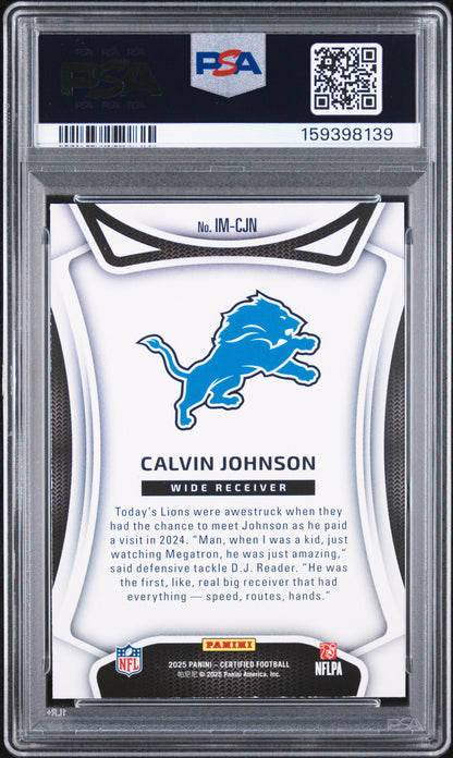 2025 Panini Certified Immortals Mirror Gold /10 #IM-CJN Calvin Johnson PSA 7