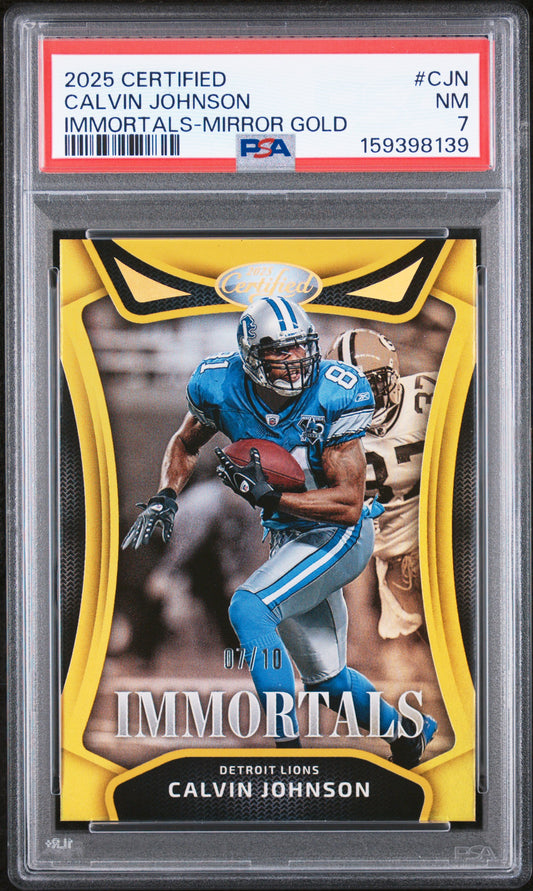 2025 Panini Certified Immortals Mirror Gold /10 #IM-CJN Calvin Johnson PSA 7