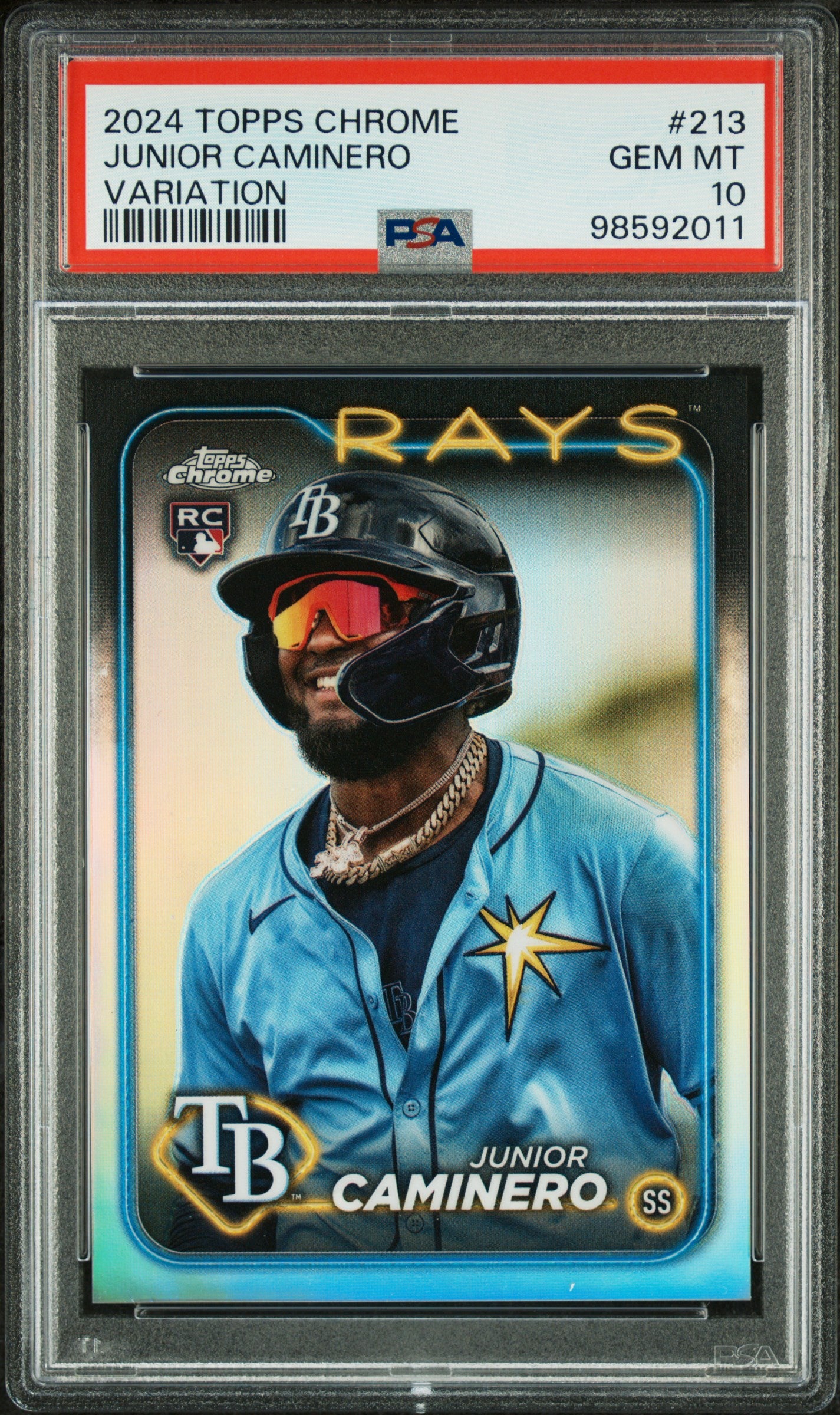 2024 Topps Chrome Variation #213 Junior Caminero PSA 10