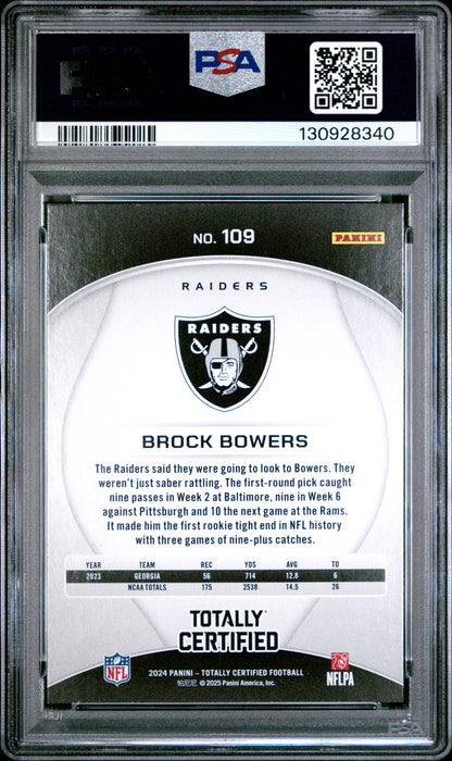 2024 Panini Totally Certified #109 Brock Bowers PSA 9