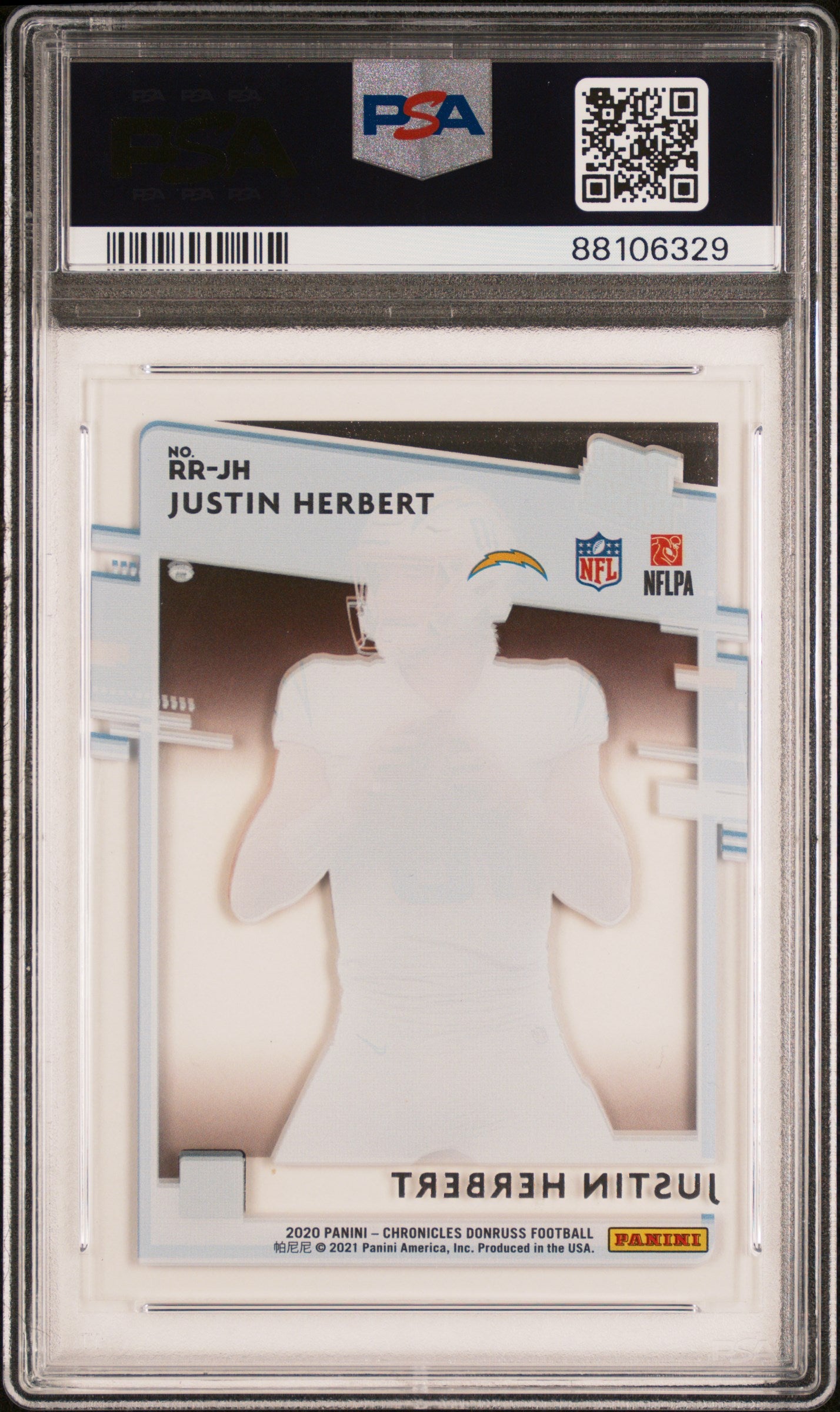 2020 Panini Chronicles Clearly Donruss Rated Rookie #RRJH Justin Herbert PSA 9