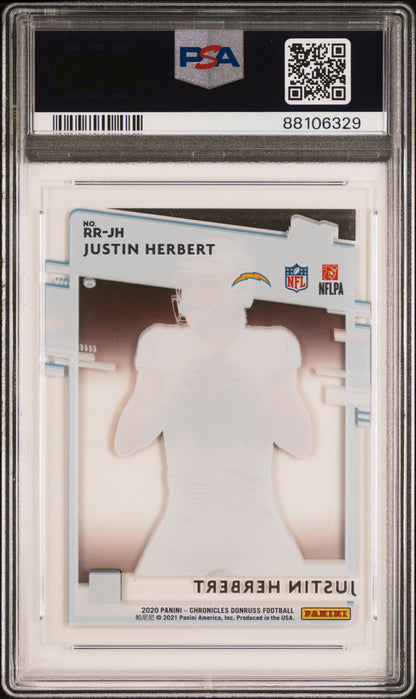 2020 Panini Chronicles Clearly Donruss Rated Rookie #RRJH Justin Herbert PSA 9