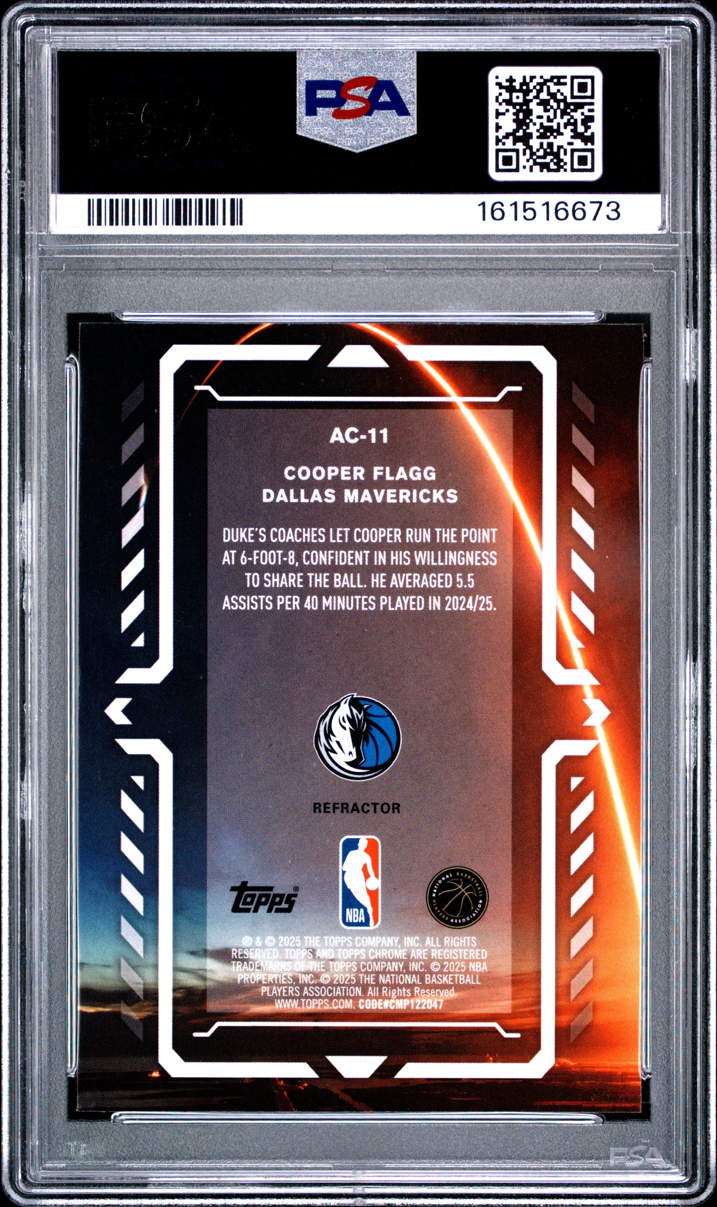2025 Topps Chrome Activators Refractor #AC-11 Cooper Flagg PSA 10