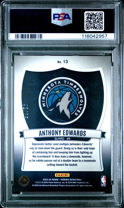 2023 Panini Phoenix Crusade Purple /75 #13 Anthony Edwards PSA 9