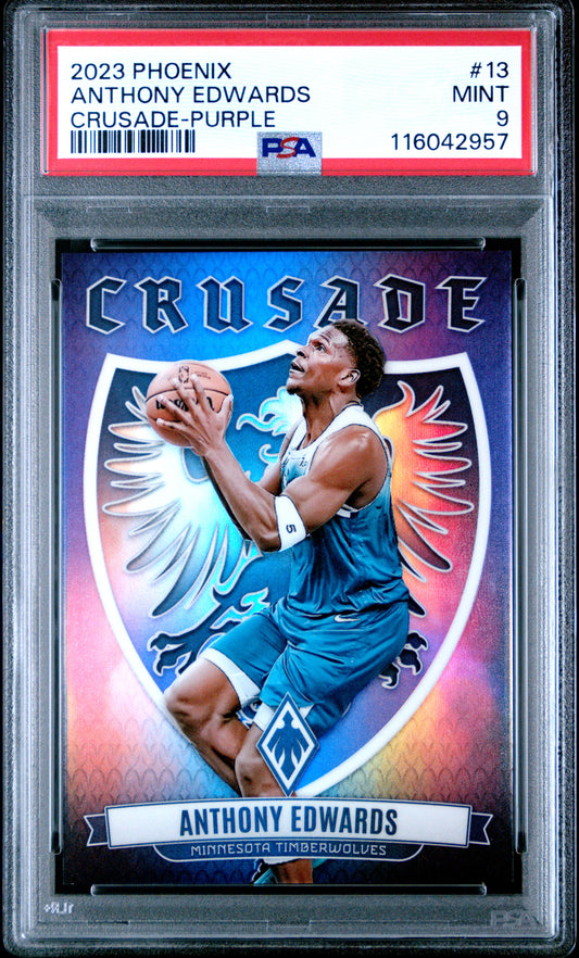 2023 Panini Phoenix Crusade Purple /75 #13 Anthony Edwards PSA 9
