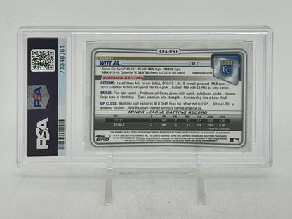 2020 Bowman Chrome Prospect Autograph Green Shimmer /99 Bobby Witt Jr. #CPABWJ PSA 9 / Auto 10