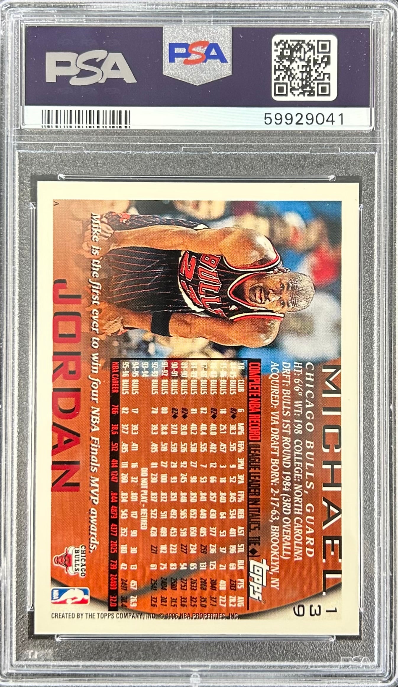 1996 Topps #139 Michael Jordan PSA 9 (59929041)