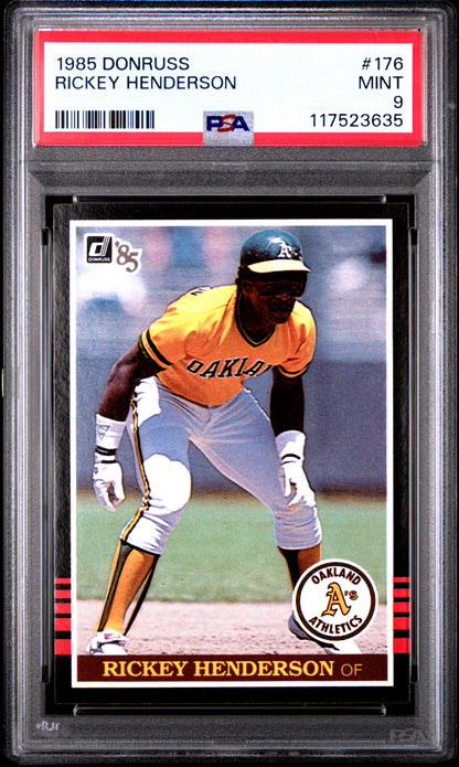 1985 Donruss #176 Rickey Henderson PSA 9