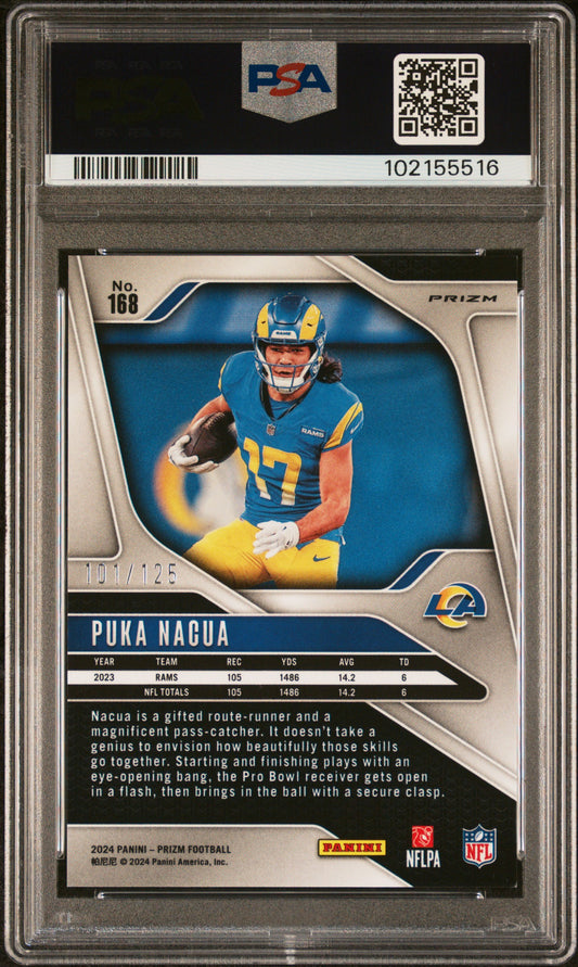 2024 Panini Prizm Purple Prizm /125 Puka Nacua #168 PSA 9