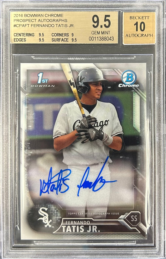 2016 Bowman Chrome Prospect Autographs #CPAFT Fernando Tatis Jr BGS 9.5 / Auto 10