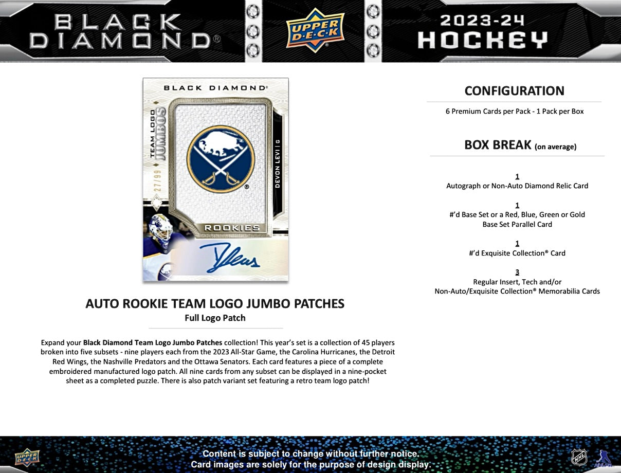 2023-24 Upper Deck Black Diamond Hockey Hobby Box