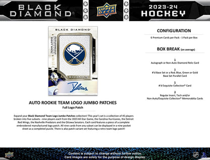 2023-24 Upper Deck Black Diamond Hockey Hobby Box