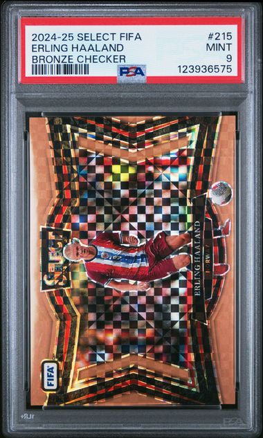2024-25 Panini Select FIFA Bronze Checker /75 #215 Erling Haaland PSA 9 - Front