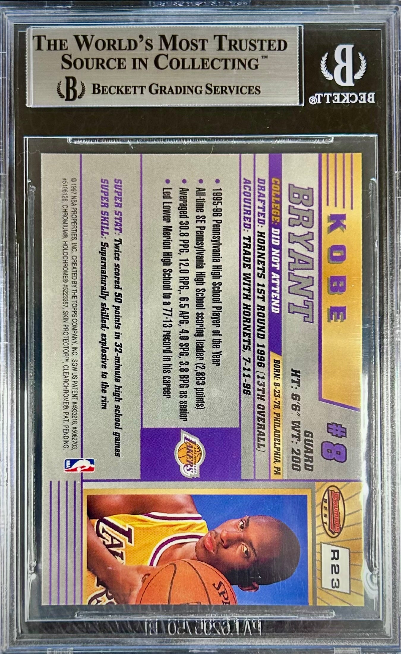 1996-97 Bowman's Best #R23 Kobe Bryant BGS 9