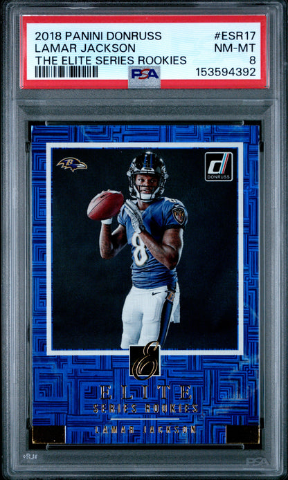 2018 Panini Donruss The Elite Series Rookies #ESR17 Lamar Jackson PSA 8