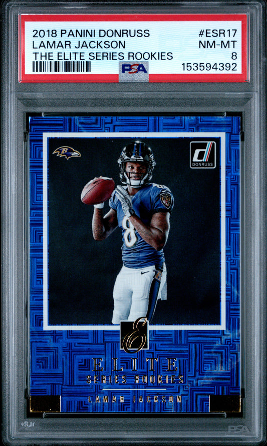 2018 Panini Donruss The Elite Series Rookies #ESR17 Lamar Jackson PSA 8