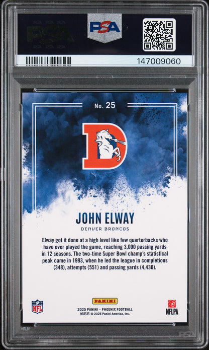 2025 Panini Phoenix Color Blast #25 John Elway PSA 9