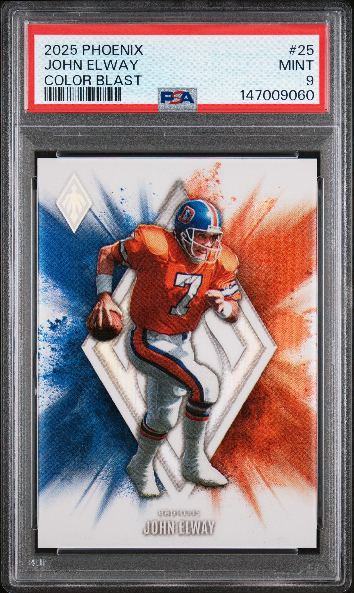 2025 Panini Phoenix Color Blast #25 John Elway PSA 9