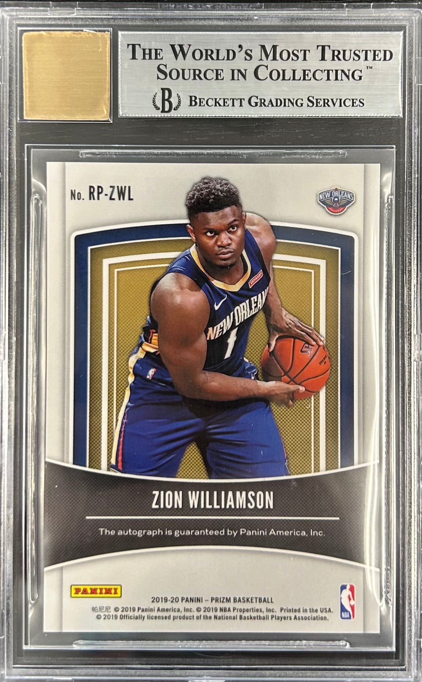 2019-20 Panini Prizm Rookie Penmanship #19 Zion Williamson BGS 9 / Auto 10