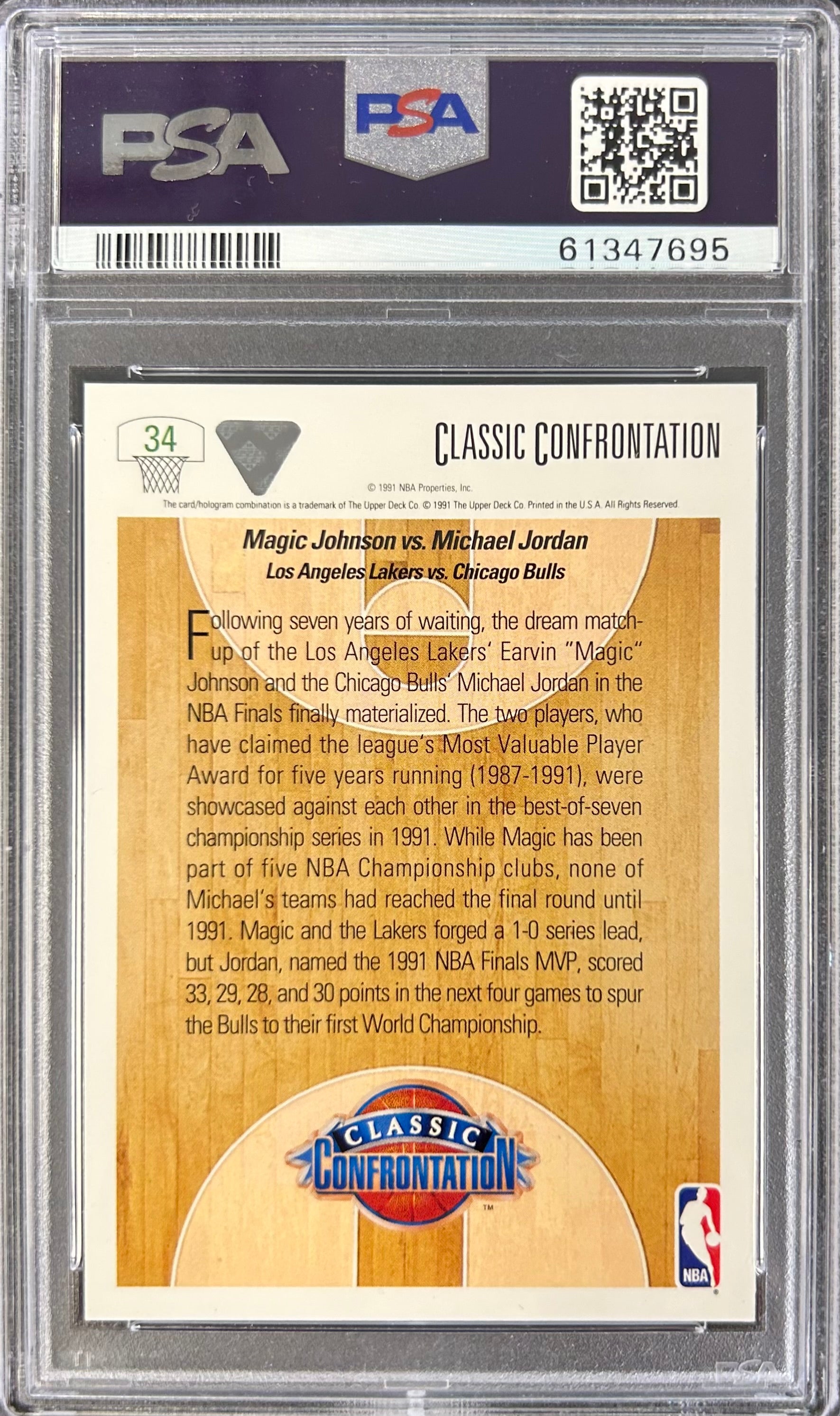 1991 Upper Deck Magic Johnson vs. Michael Jordan PSA 8