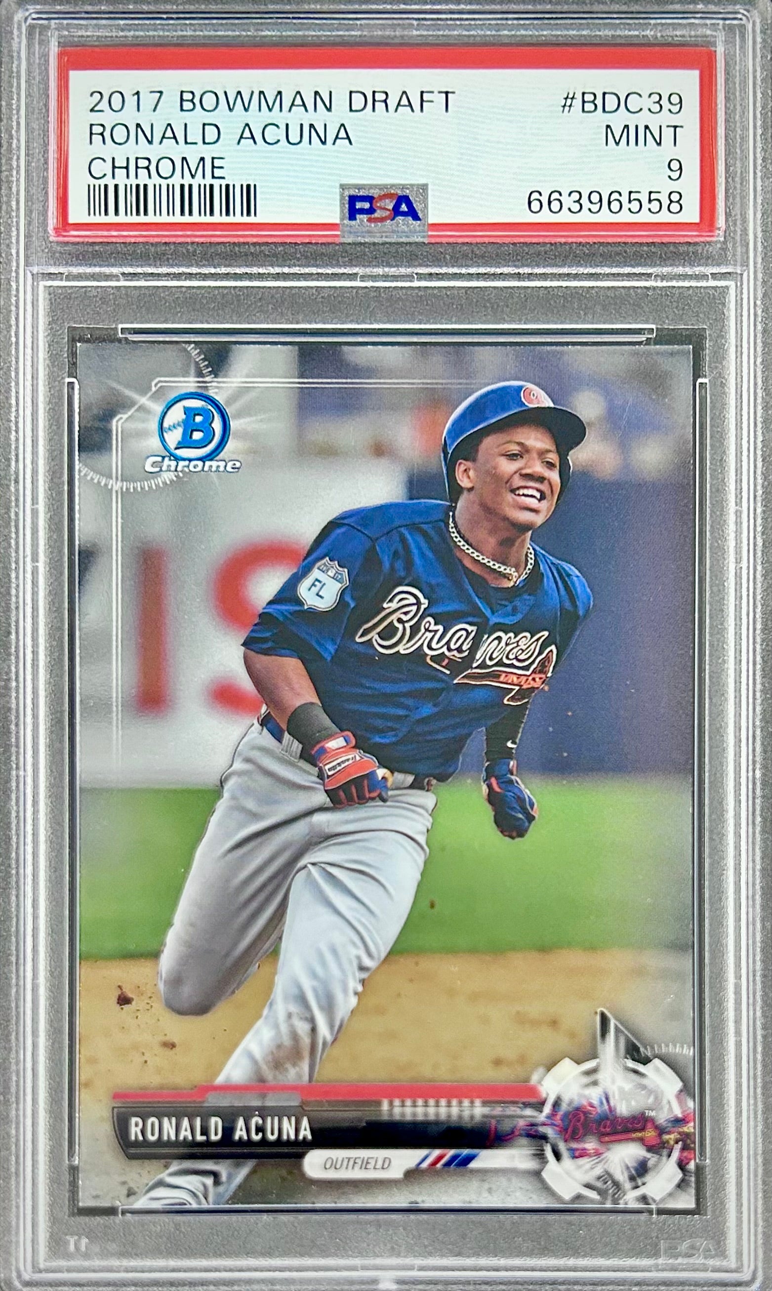 2017 Bowman Draft Chrome #BDC39 Ronald Acuna PSA 9