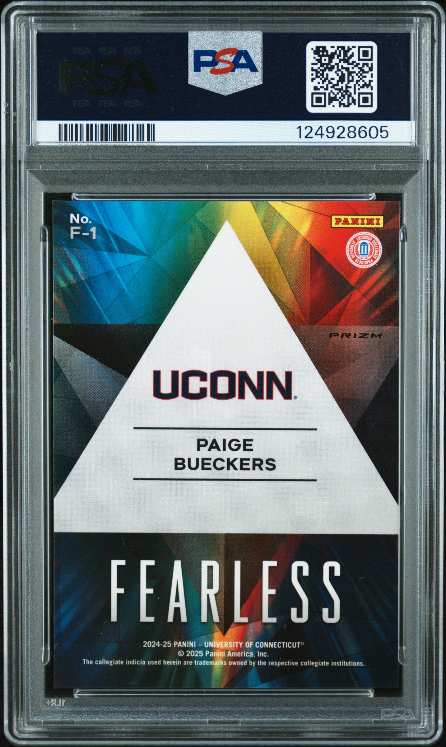 2024 Panini NIL UCONN Prizm Fearless Camo Pink Paige Bueckers #F1 PSA 9