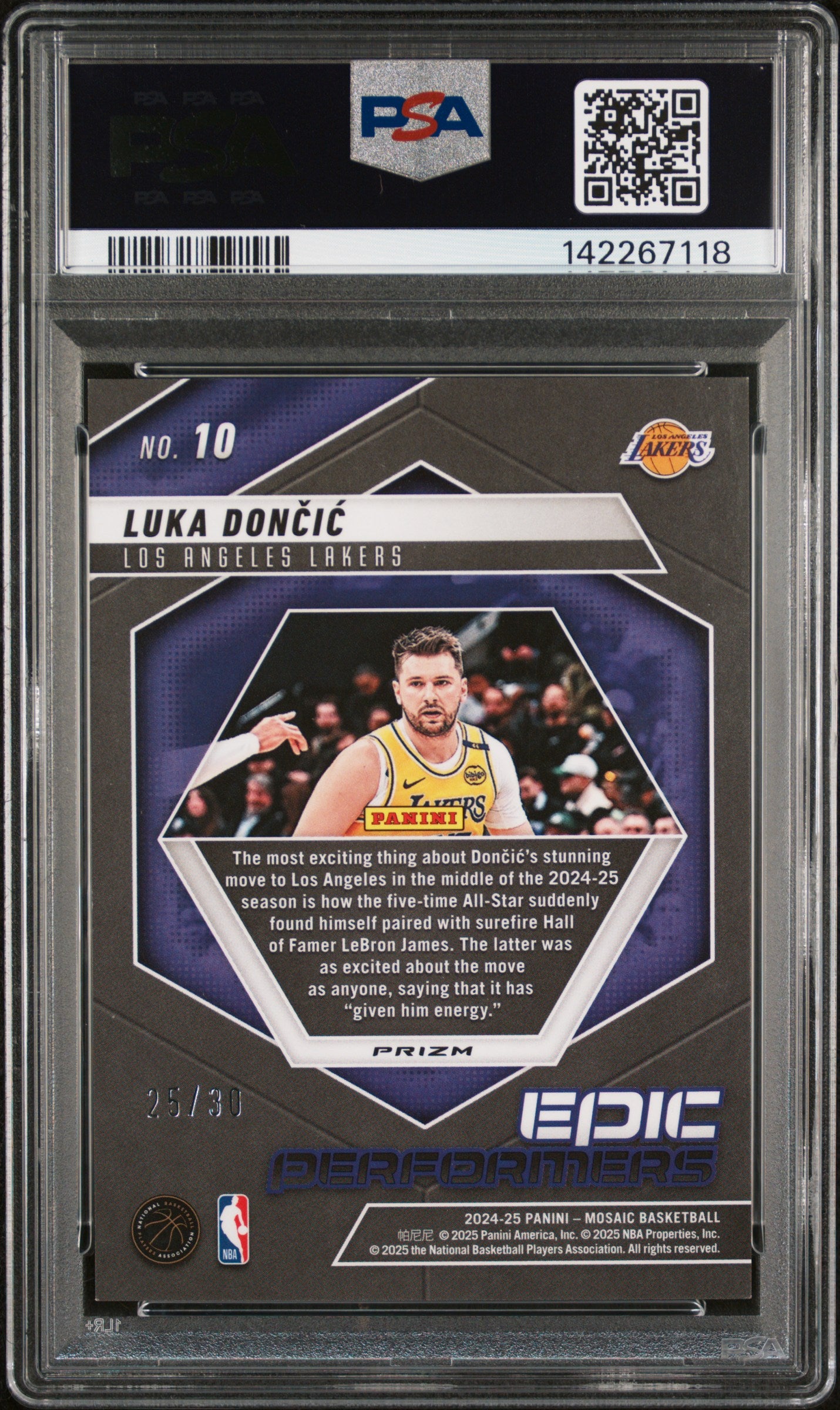 2024 Panini Mosaic Epic Performers /30 #10 Luka Doncic PSA 9